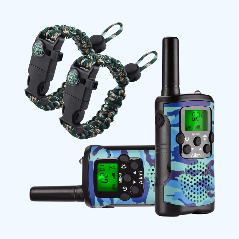 Walkie Talkies para Niños | 22 Canales | Alcance de 5 km | Camo Verde