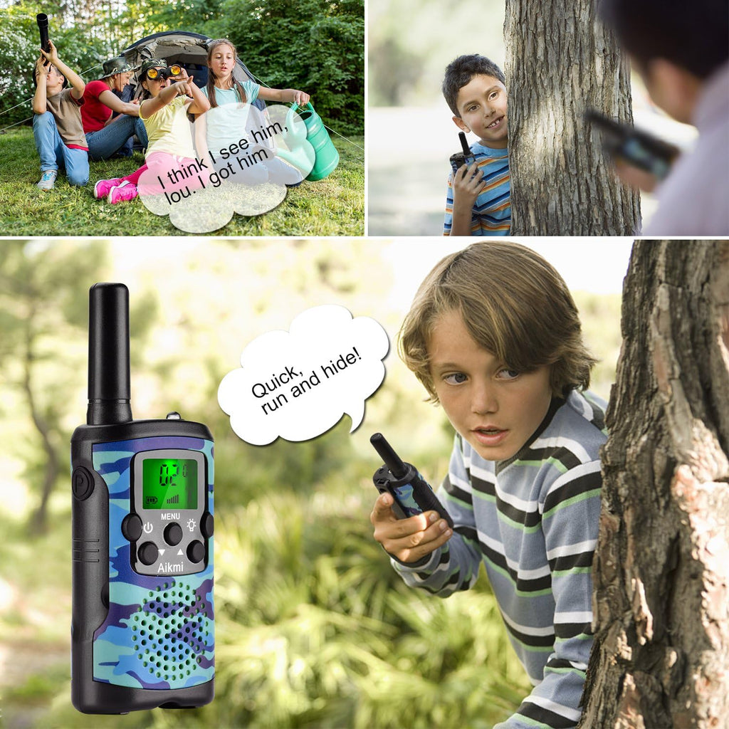 Walkie Talkies para Niños | 22 Canales | Alcance de 5 km | Camo Verde