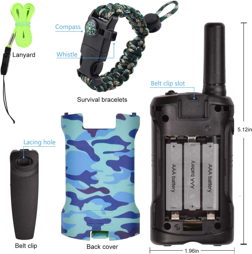 Walkie Talkies para Niños | 22 Canales | Alcance de 5 km | Camo Verde