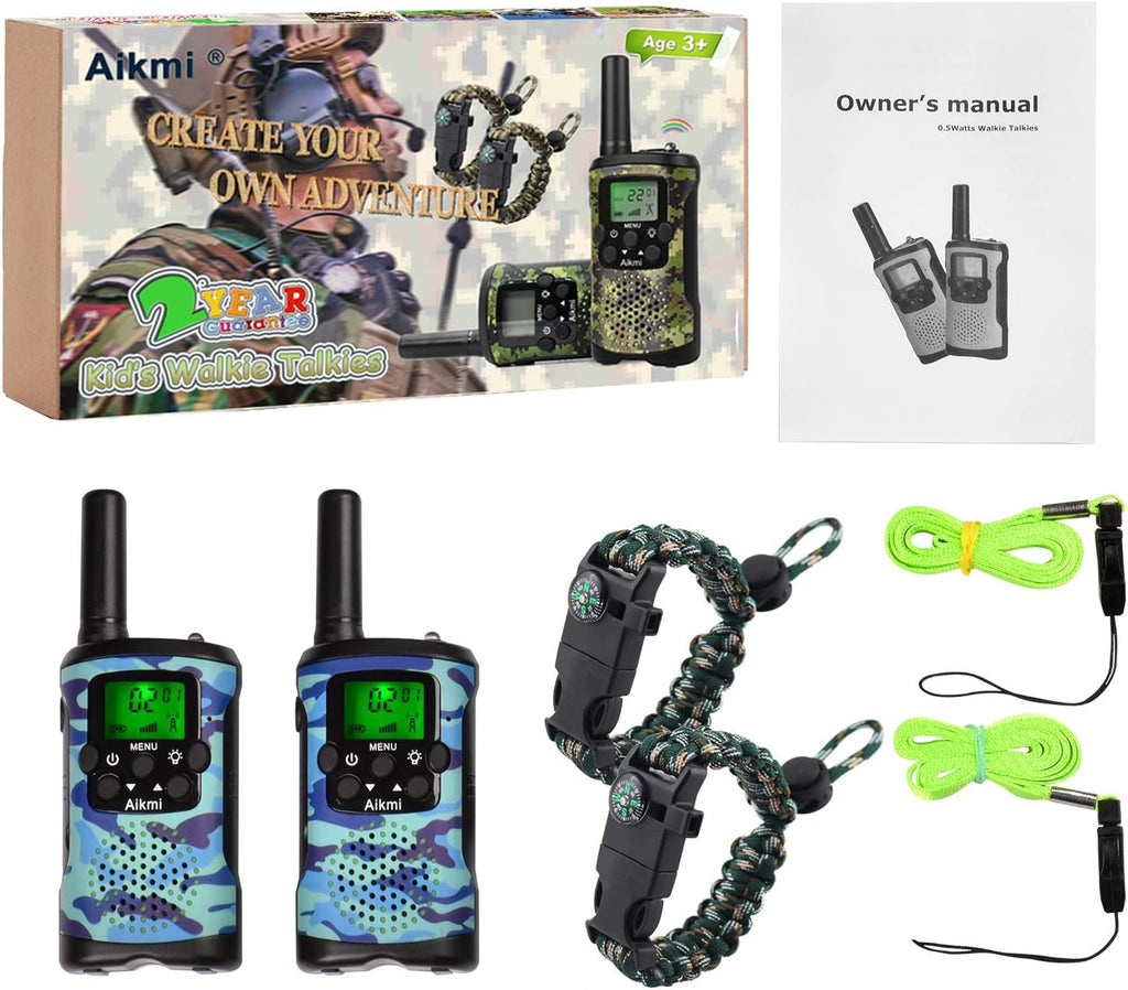 Walkie Talkies para Niños | 22 Canales | Alcance de 5 km | Camo Verde