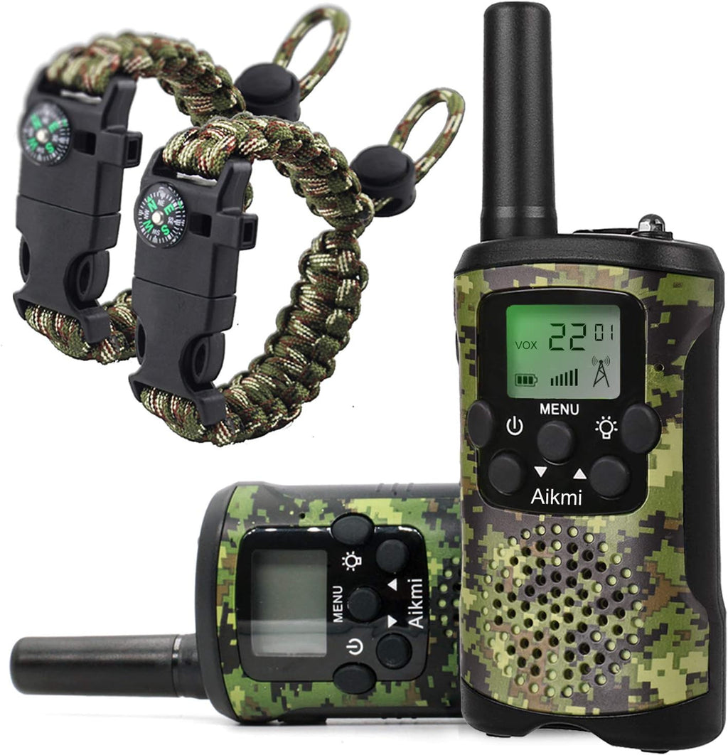 Walkie Talkies para Niños | 22 Canales | Alcance de 5 km | Camo Verde