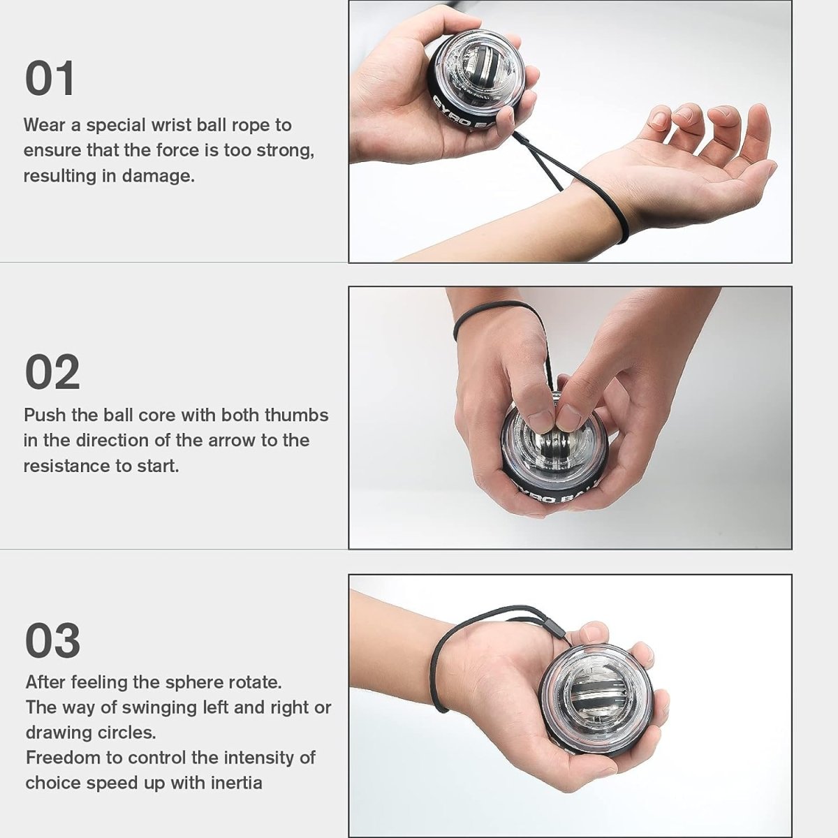 Entrenador de antebrazo autoarrancable Gyropower – Ejercitador de mano giroscópico para fuerza de agarre y entrenamiento de muñeca