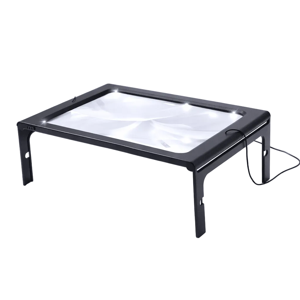 Lupa de Mesa Manos Libres con Luz LED para Lectura Cristalina