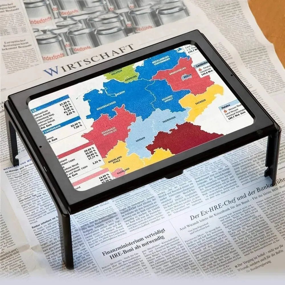 Lupa de Mesa Manos Libres con Luz LED para Lectura Cristalina