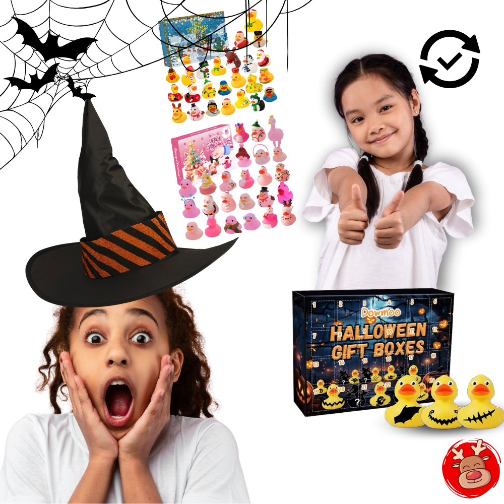Calendario de Adviento Pato con diseño de Halloween y Navidad