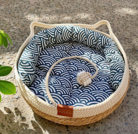 Cama para Gatos de Nido de Sisal y Algodón Hecha a Mano - Varios Colores