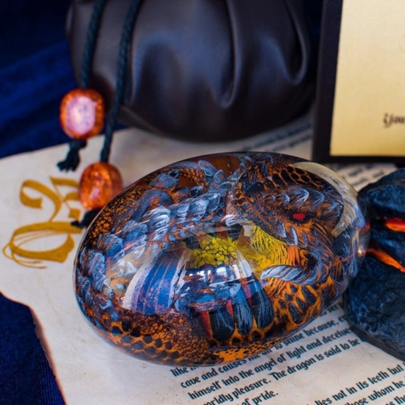 Huevo de Dragón de Lava Hecho a Mano Souvenir para Fans de la Fantasía