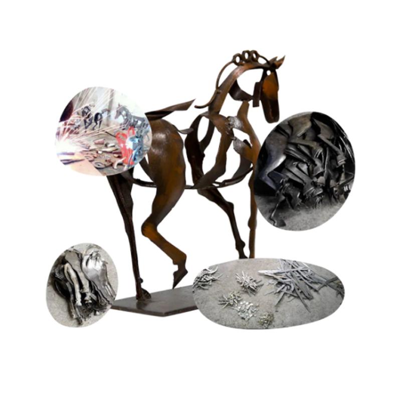 Escultura moderna de caballo en metal con diseño único hecho a mano