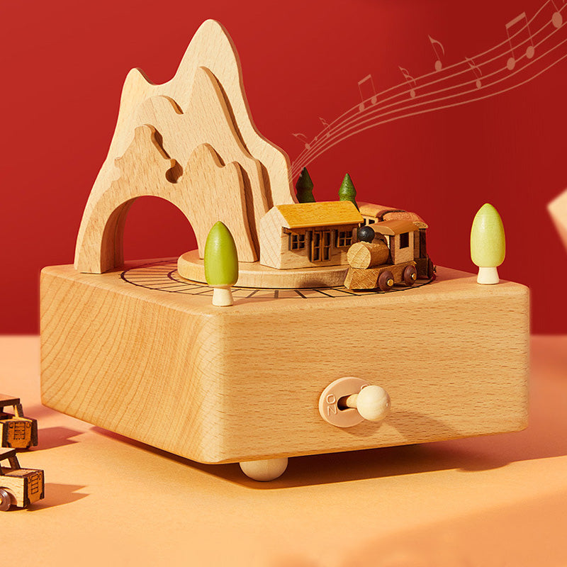 Caja de Música Rotativa de Madera Hecha a Mano para Regalos