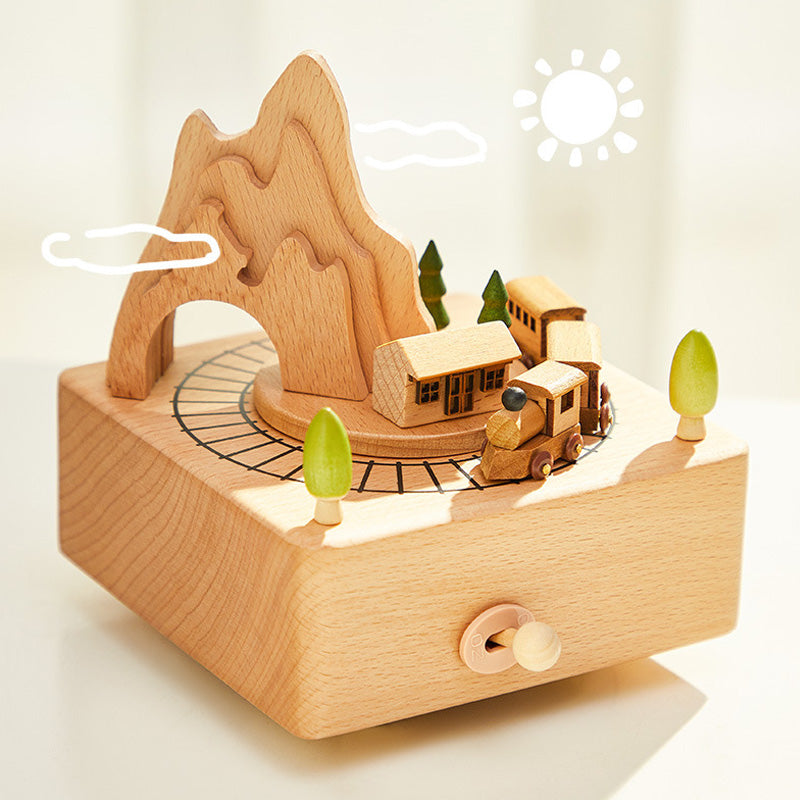 Caja de Música Rotativa de Madera Hecha a Mano para Regalos