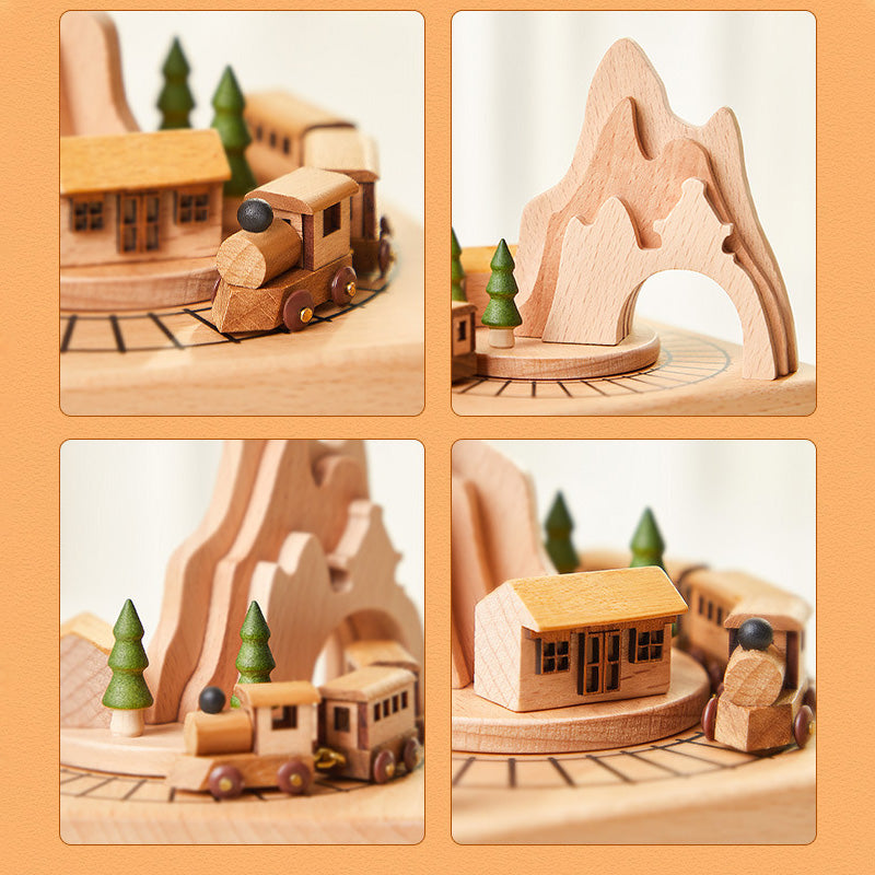 Caja de Música Rotativa de Madera Hecha a Mano para Regalos