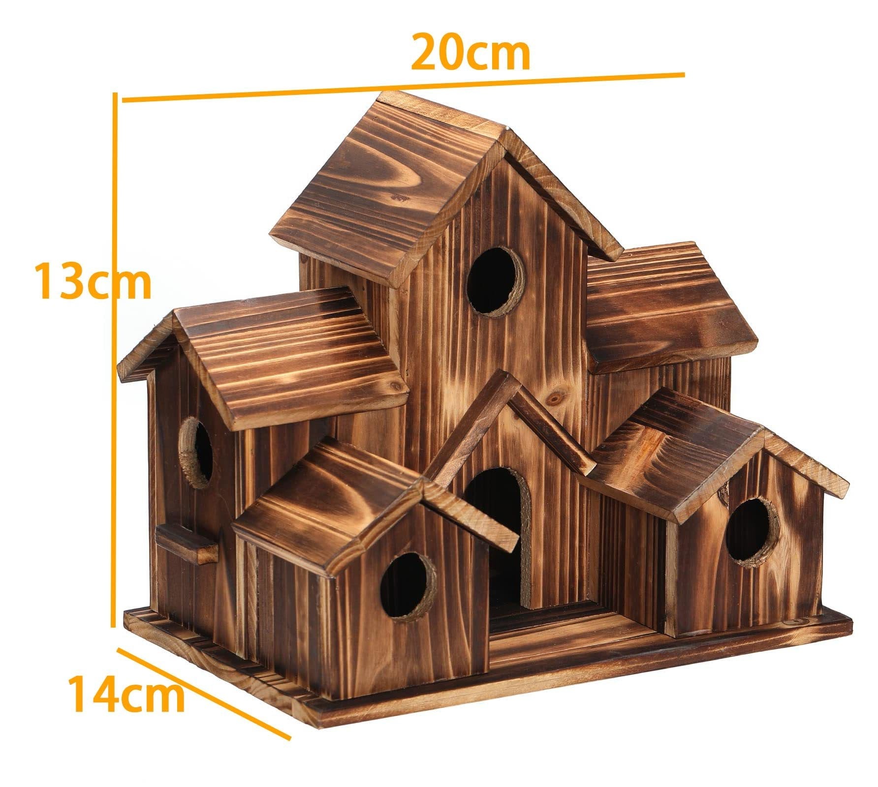 Casa de Aves de Madera Hecha a Mano - 6 Entradas - Diseño Sostenible