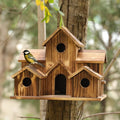 Casa de Aves de Madera Hecha a Mano - 6 Entradas - Diseño Sostenible