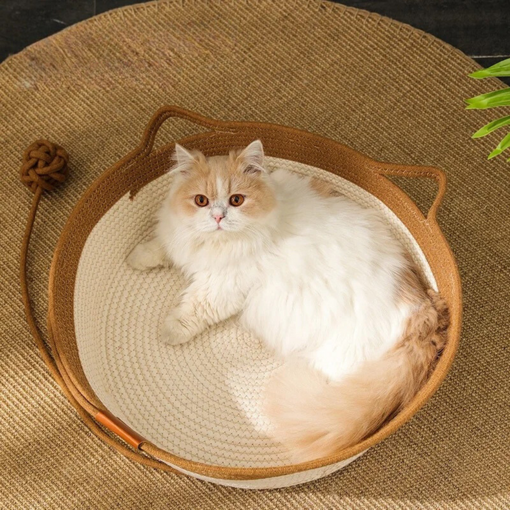 Cama de Cuerda de Algodón Tejida a Mano para Gatos - CozyNest