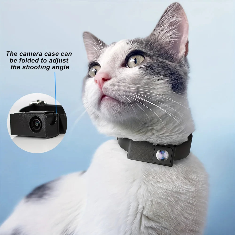 Cámara de Collar HD para Mascotas con Lente de 160° para Perros y Gatos