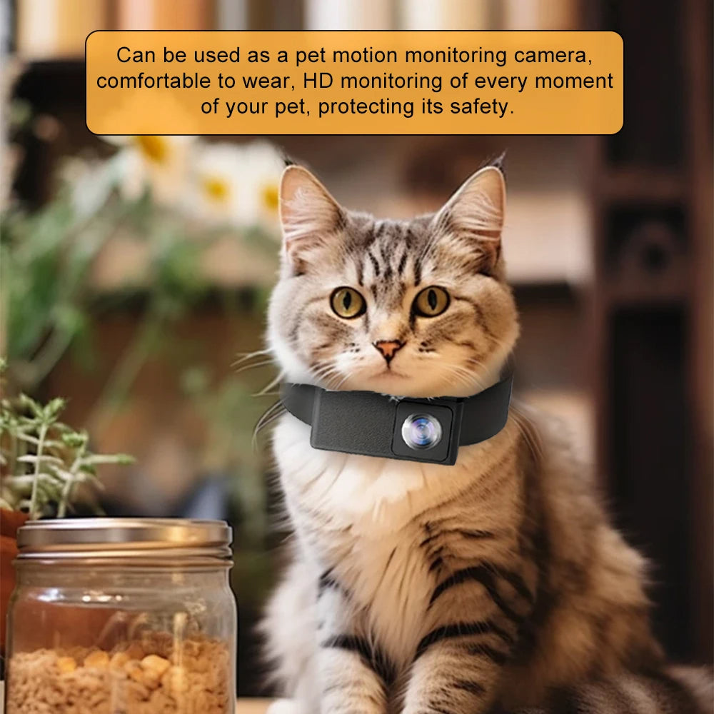 Cámara de Collar HD para Mascotas con Lente de 160° para Perros y Gatos