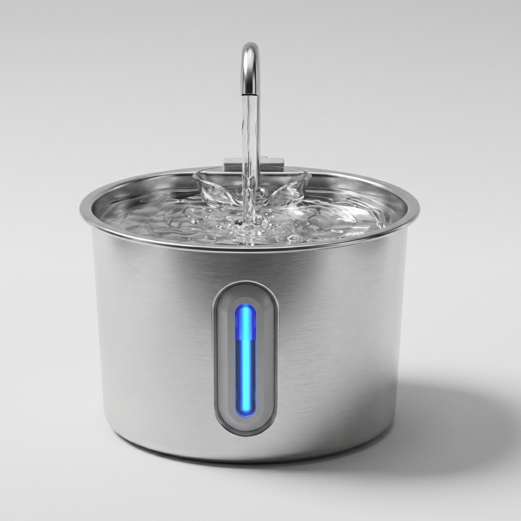 Fuente de agua de acero inoxidable para gatos y perros pequeños