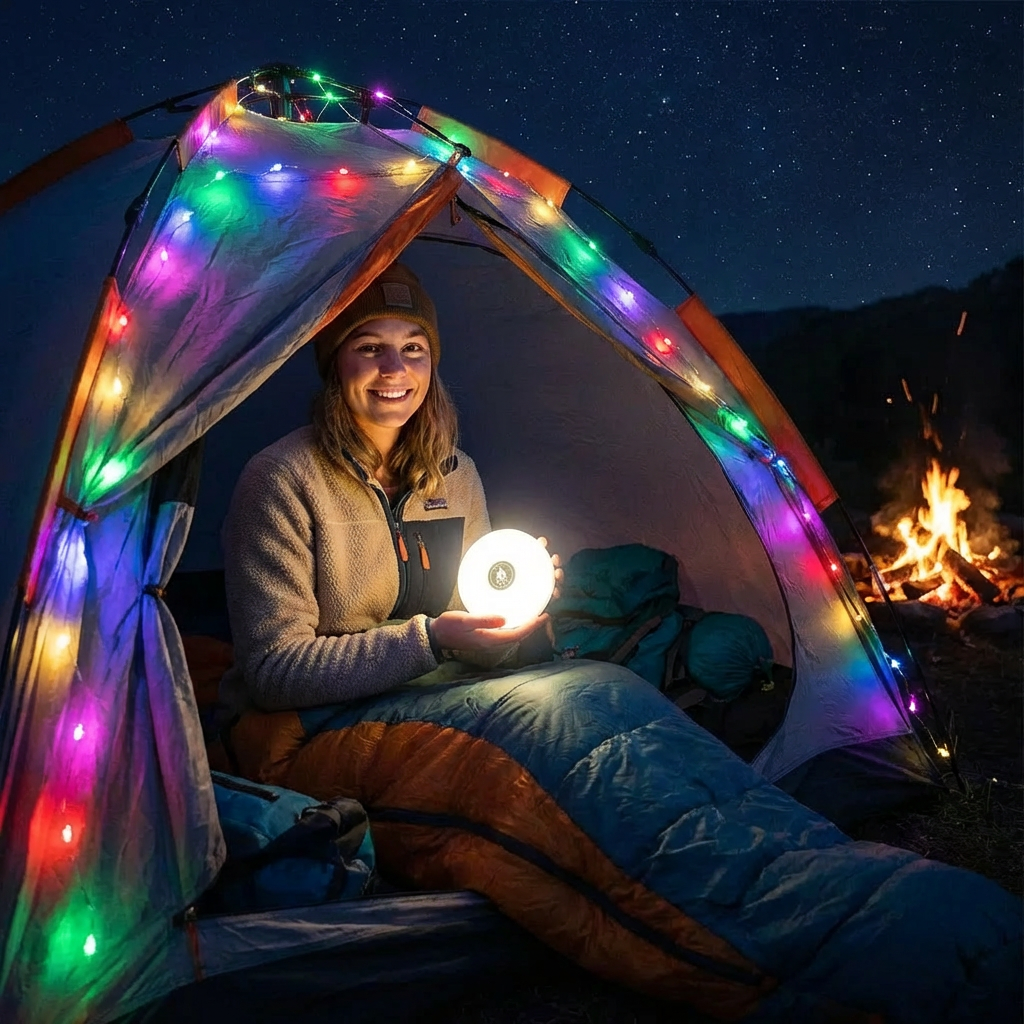 Lámpara de camping portátil 4-en-1 – iluminación versátil en cualquier lugar