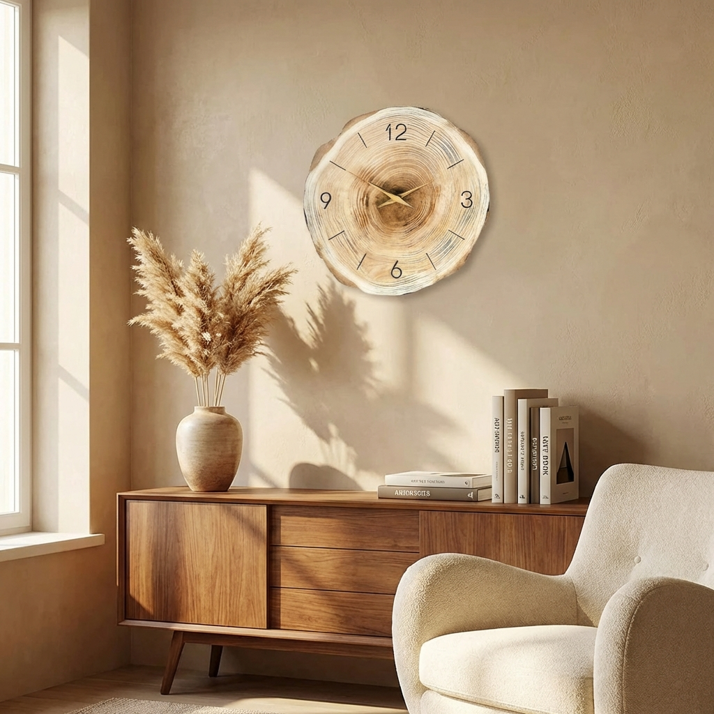 Reloj de pared silencioso de madera