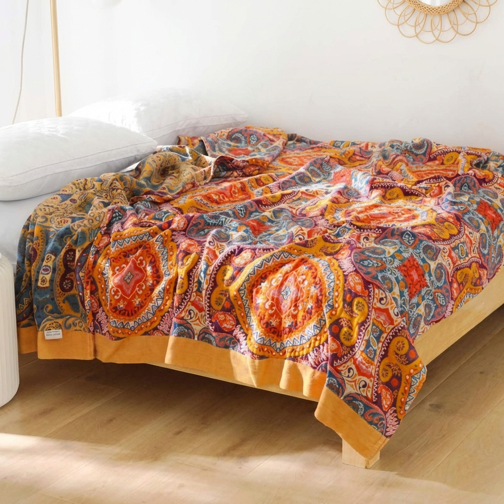 Alfombra reversible con motivo de amanecer y bohemio