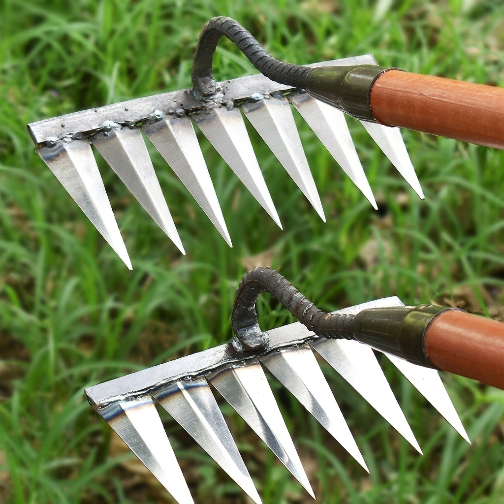 Herramienta de jardín práctica con rastrillo de 7 dientes