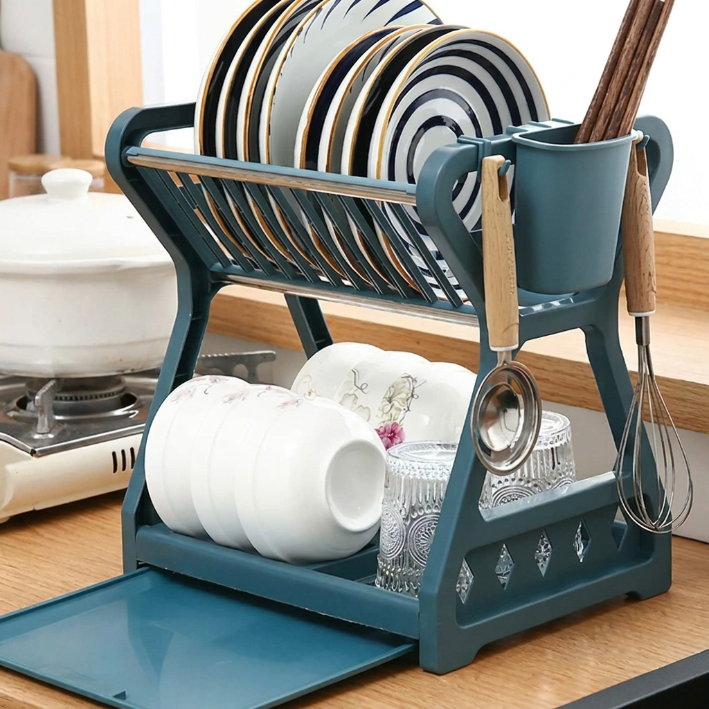 Estante de Secado Compacto y Plegable para Cocina