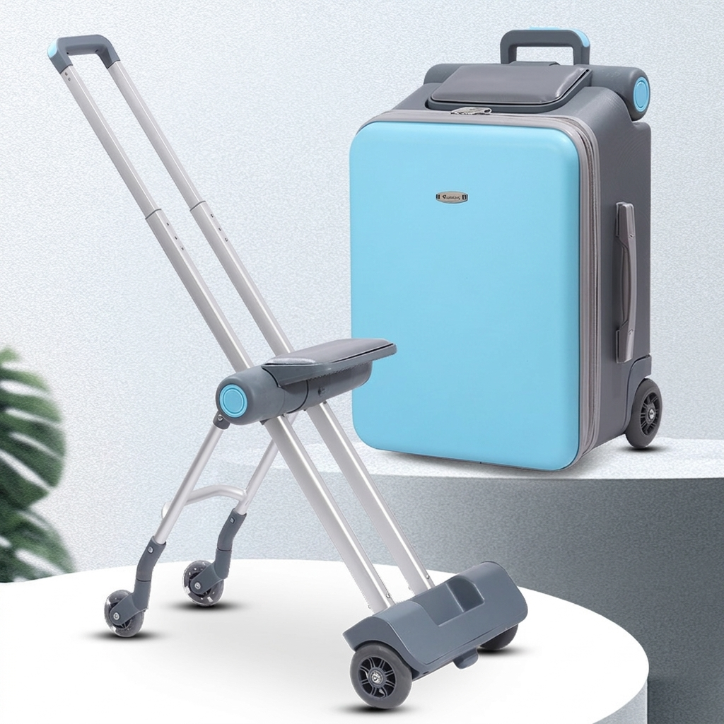 Maleta Multifuncional para Niños con Función de Asiento y Montaje para Viajes