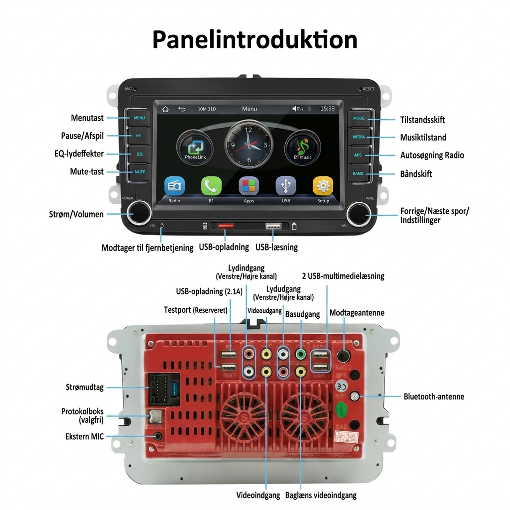 Reproductor MP5 para coche Bluetooth con pantalla táctil HD de 7 pulgadas
