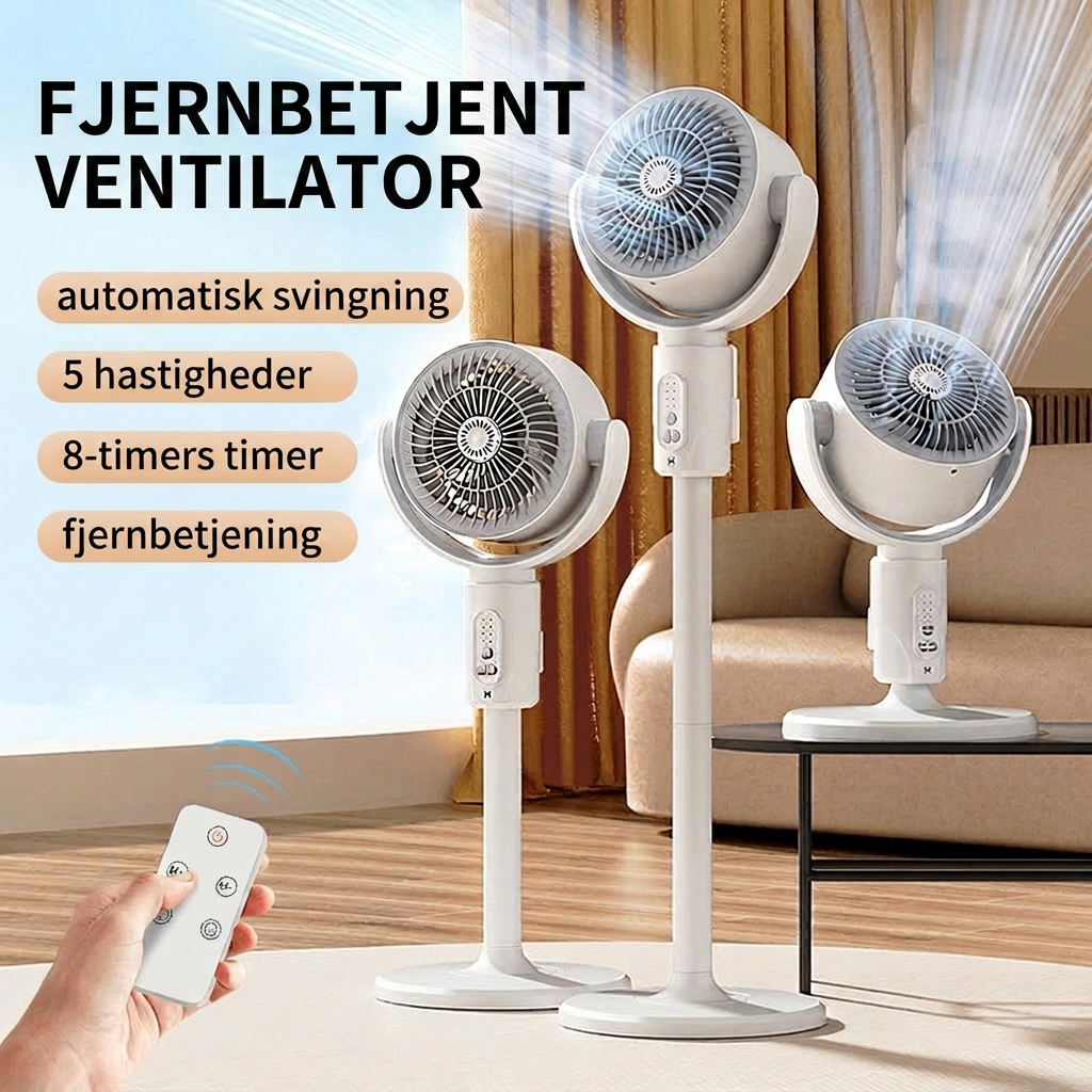 Ventilador de pie silencioso – Control remoto oscilante