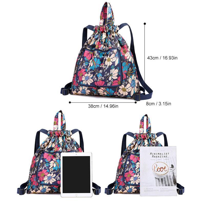 Mochila Unisex Plegable con Cierre de Cuerda y Superficie Impermeable