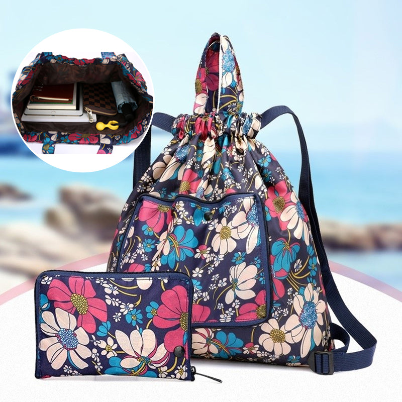 Mochila Unisex Plegable con Cierre de Cuerda y Superficie Impermeable