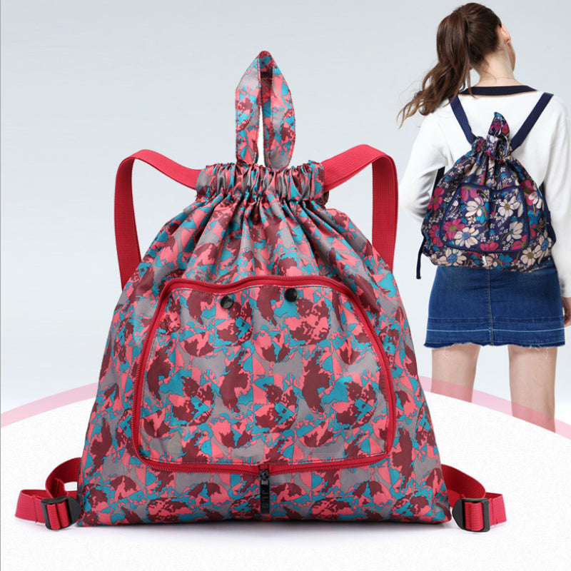 Mochila Unisex Plegable con Cierre de Cuerda y Superficie Impermeable