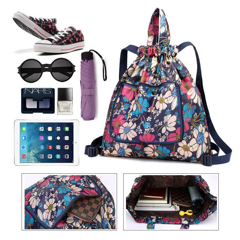 Mochila Unisex Plegable con Cierre de Cuerda y Superficie Impermeable