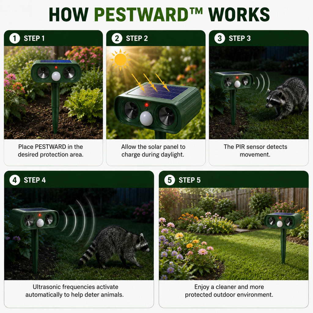PESTWARD – Dispositivo Solar de Movimiento para la Protección Humana del Jardín
