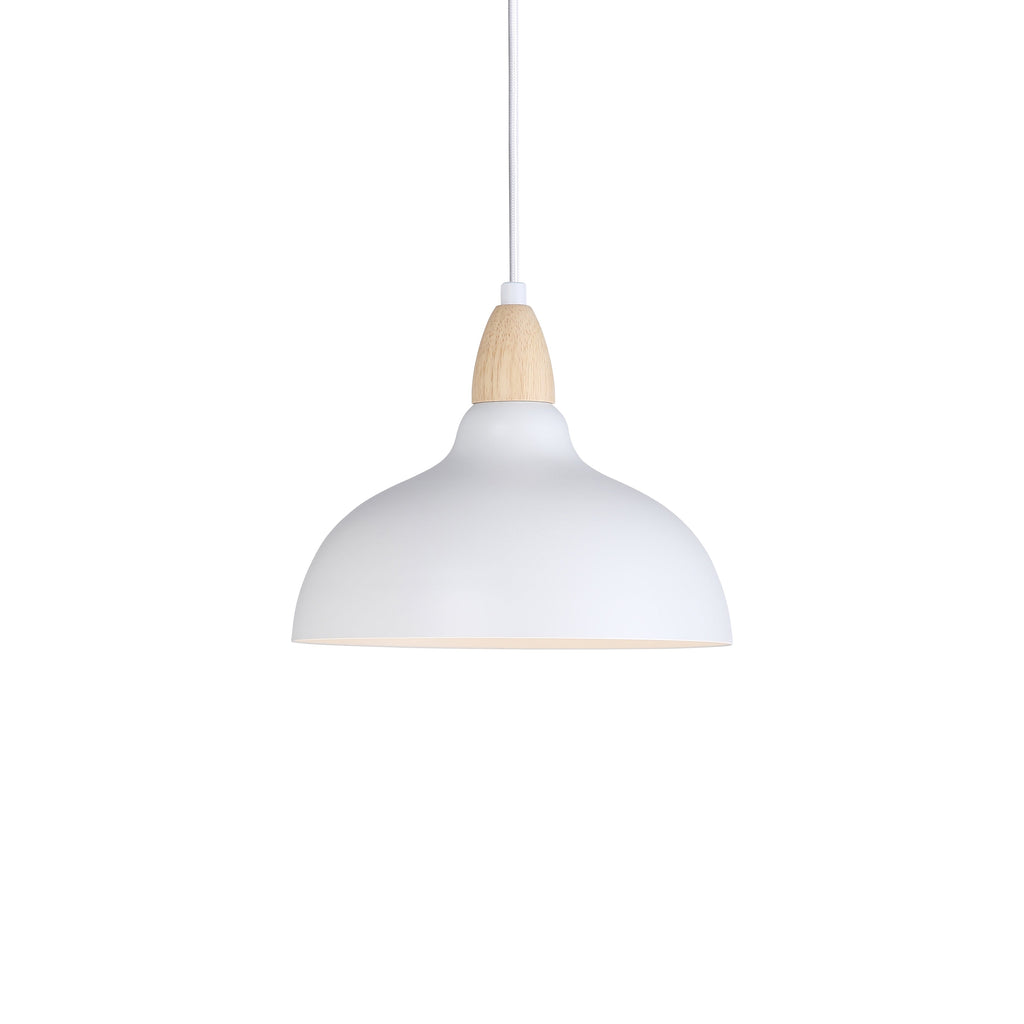 Lámpara Colgante con Detalles en Blanco y Madera