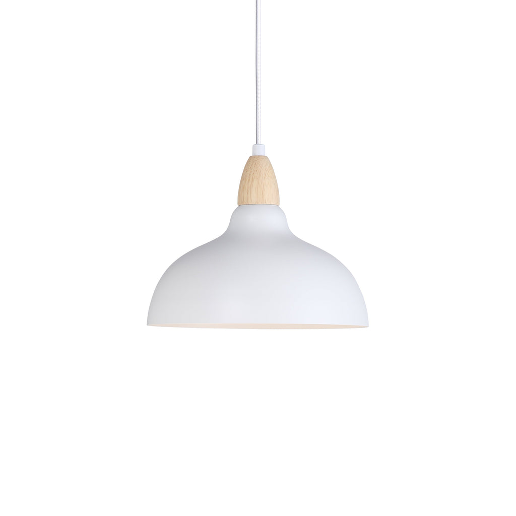 Lámpara Colgante con Detalles en Blanco y Madera