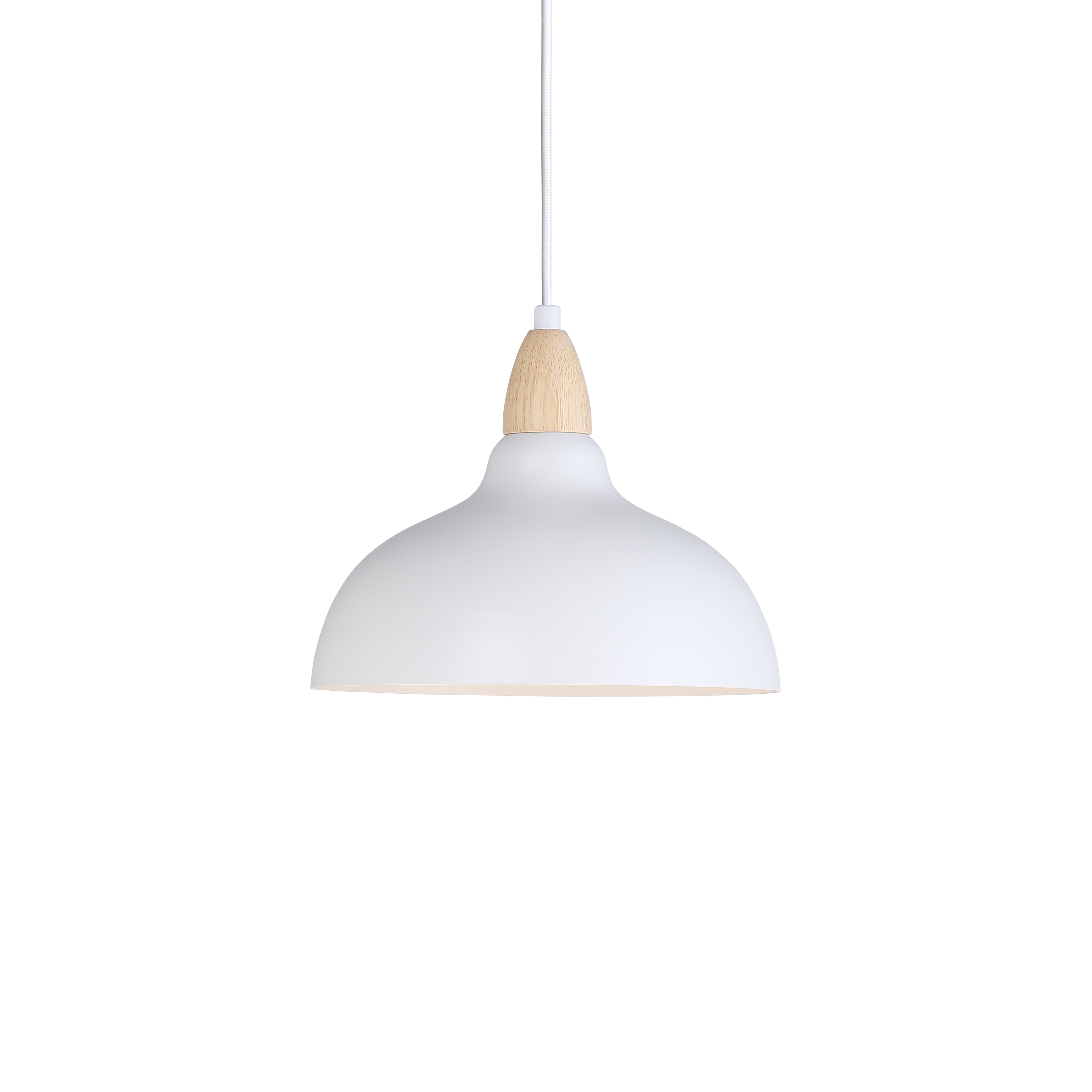 Lámpara Colgante con Detalles en Blanco y Madera