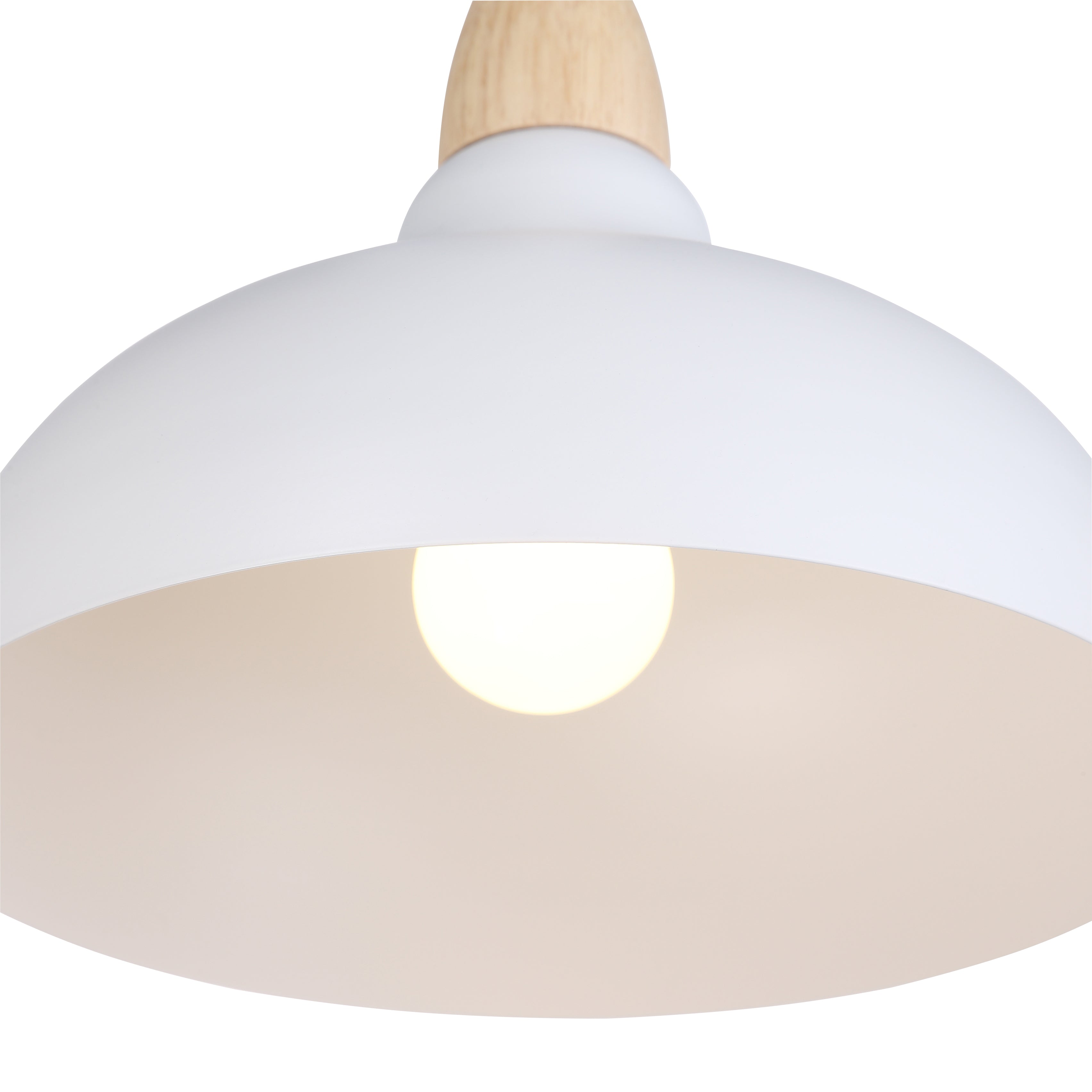 Lámpara Colgante con Detalles en Blanco y Madera
