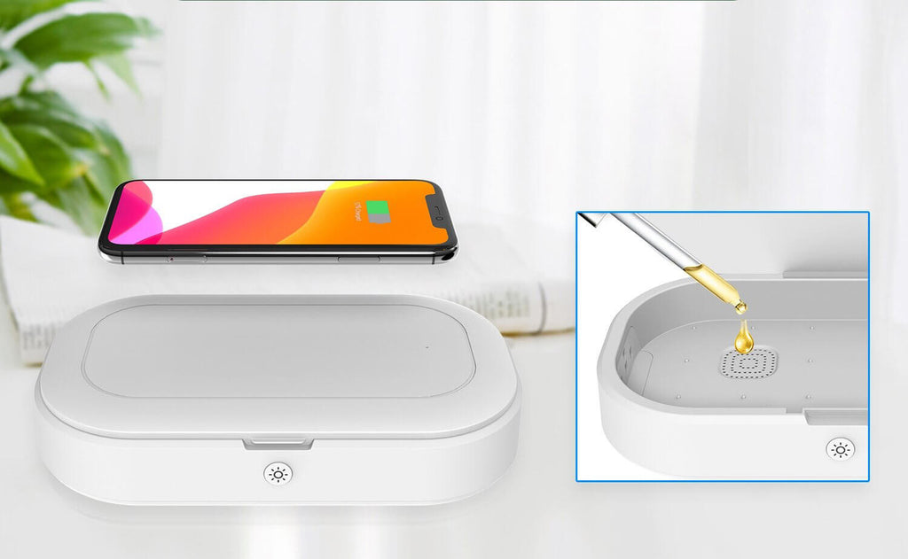 Desinfectante UV Multifuncional con Cargador Inalámbrico para Electrónica