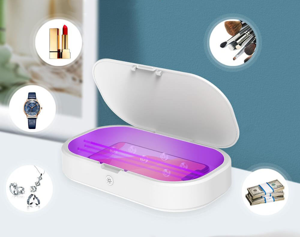 Desinfectante UV Multifuncional con Cargador Inalámbrico para Electrónica
