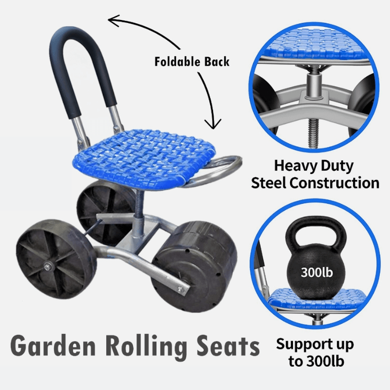 Silla de Jardinería Giratoria 360° con Altura Ajustable – Jardinería Cómoda Sin Agacharse