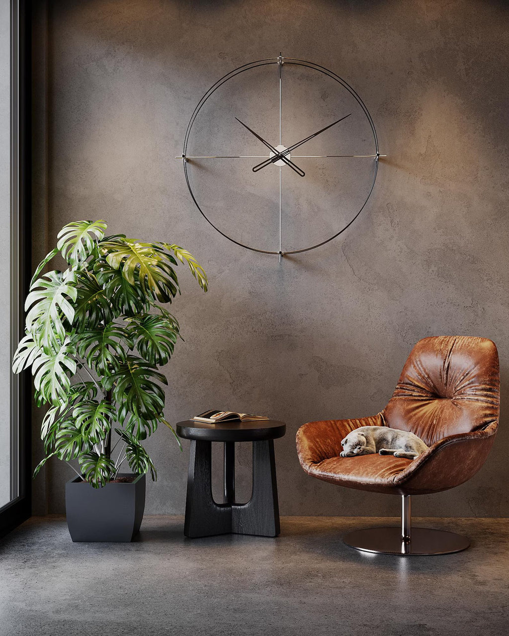 Reloj de Pared Grande Moderno con Manecillas de Bronce – Reloj Minimalista para Pared de Sala 60x78 cm