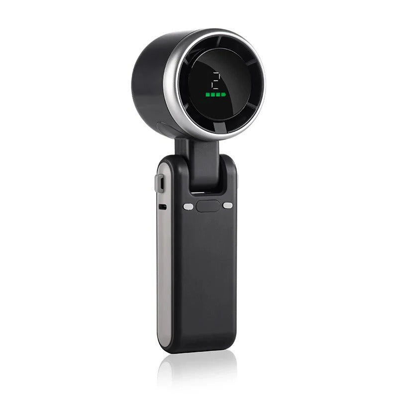 Ventilador Turbo de Mano Plegable con Pantalla Digital