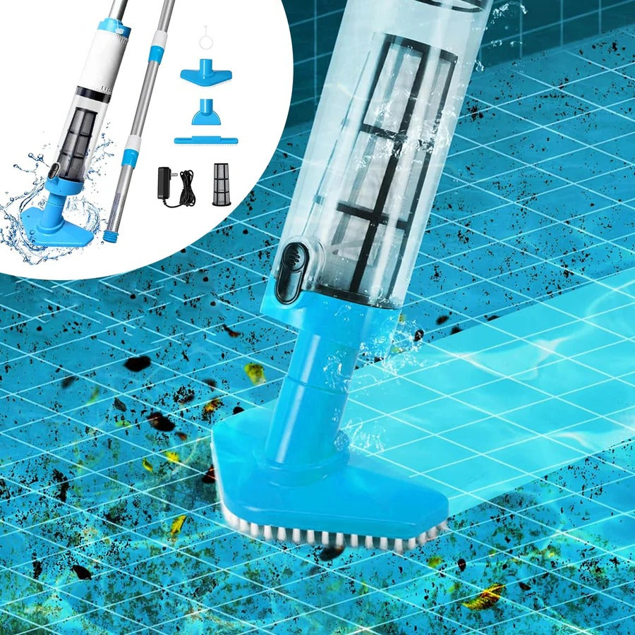 Limpiador de Piscina Inalámbrico, Recargable con Cabezas Intercambiables