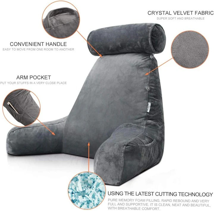 Lisslune | Almohada de Lectura Vertical – Cojín de Descanso para la Cama con Soporte para los Brazos