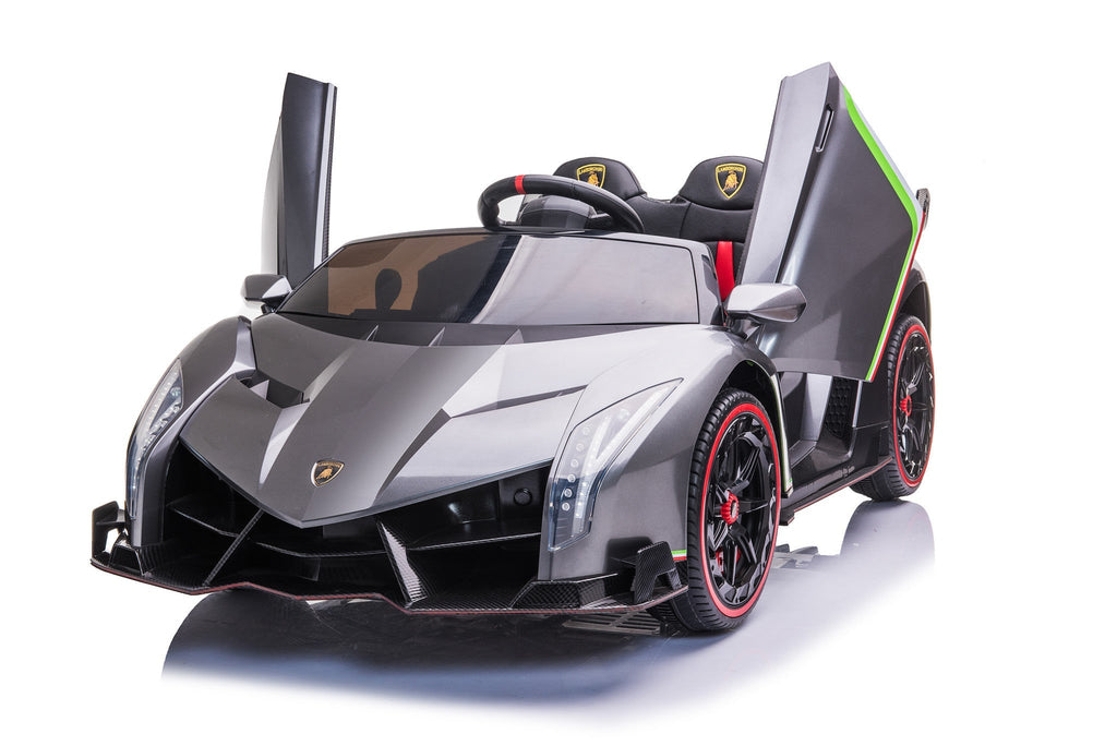 Coche eléctrico para niños 12V con dos asientos – gris metálico