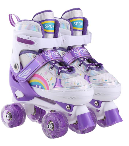 Patines Ajustables para Niños – Patrón de Estrellas Brillantes con Ruedas Centelleantes