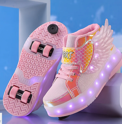 Zapatillas de Patinaje con Luces y Alas – Recargables por USB para Niñas y Adolescentes