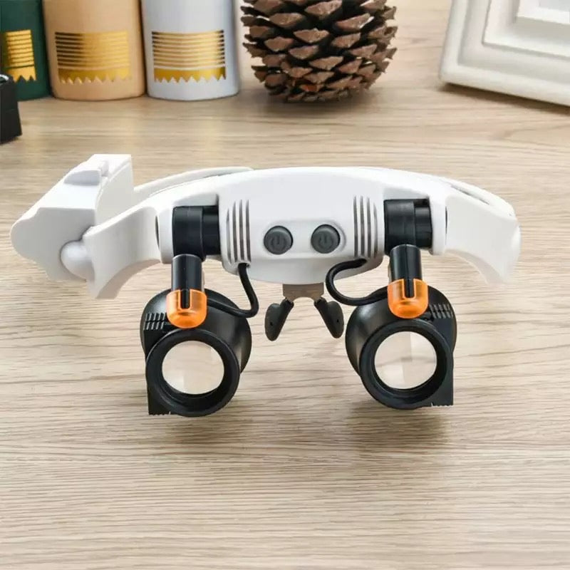 Lisslune | Lupa de Diadema para Joyeros con Luz LED y 8 Lentes