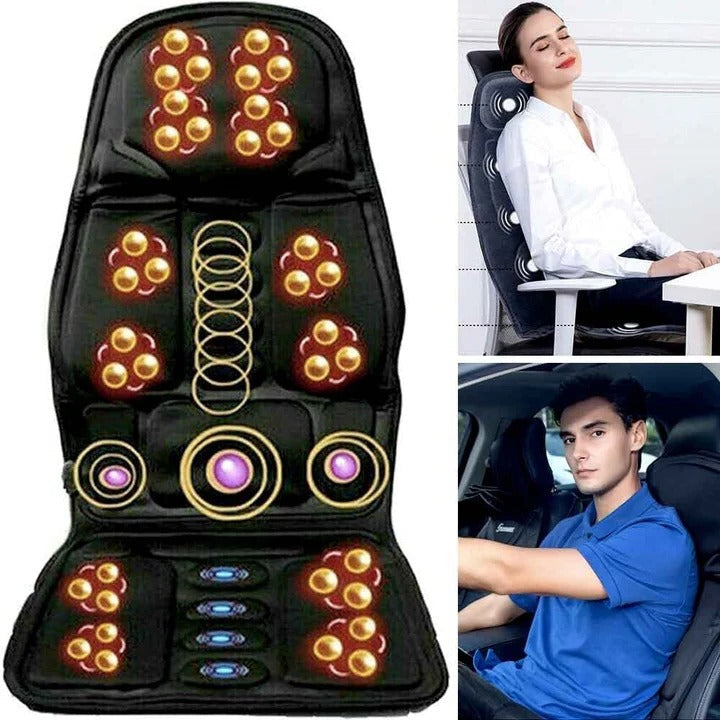 BowLift | Almohadilla de Silla de Masaje de 8 Modos con Cojín Calentado para Cuello y Espalda